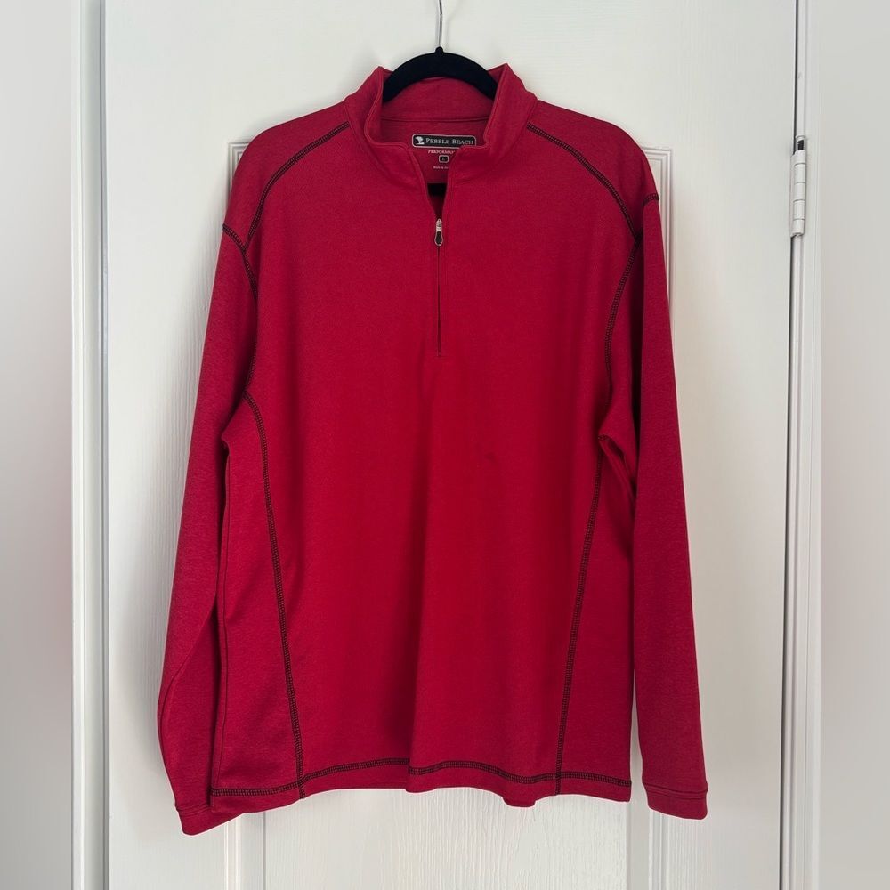 Pebble Beach Vibrant Red Performance Pullover Lar… - image 1